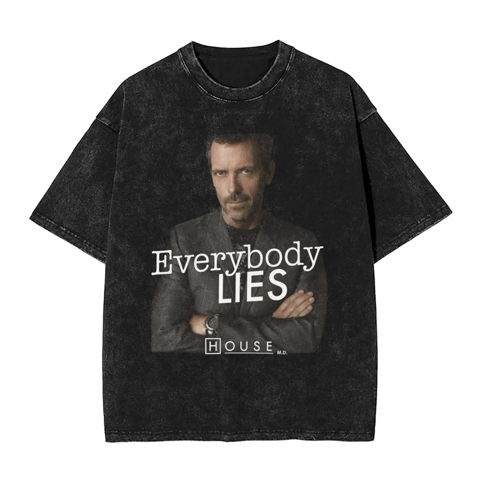 

Leisure House TV Show Everybody Lies T-Shirts Men O Neck Cotton Washed T Shirts Short Sleeve Tee Shirt Birthday Present Clothes
