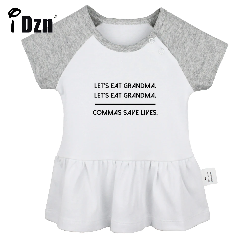 iDzn Summer NEW Commas Save Lives Baby Girls Cute Short Sleeve Dress Infant Funny Pleated Dress Soft Cotton Dresses Clothes