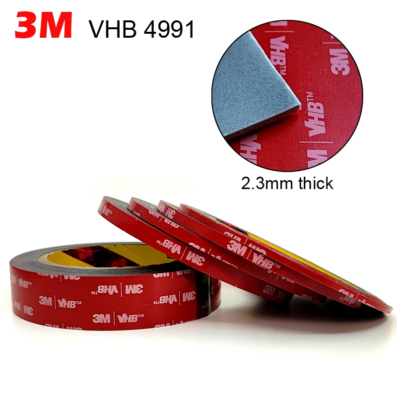 

3M VHB tape 4991 Double Sided Adhesive Acrylic Foam Mounting Tape Gray 2.3mm Thickness, 3meters/roll