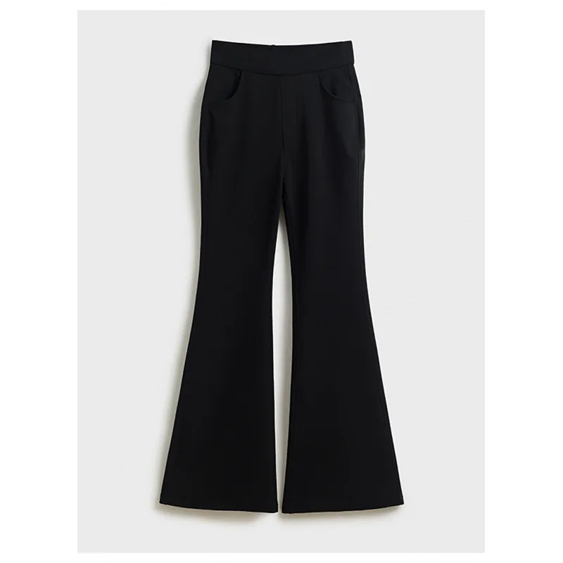 Quality Diva Pants! Tailored Arc Split Butt Lifting Design mid High Waist Casual Micro Flared Pants Polyester Fiber Comfortab...