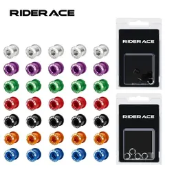 RIDERACE 5 PCS Double/Single Bicycle Chainring Bolts CNC Aluminum Alloy 7075 M8 6.5mm 8.5mm Road MTB Bike Crankset Bolt&Nut Set