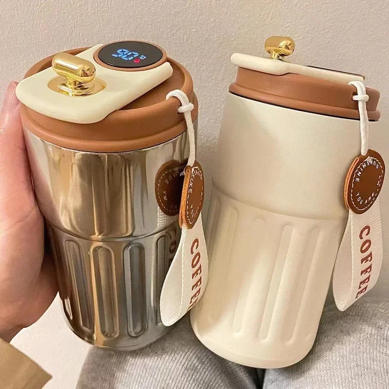 Intelligent Digital LED Temperature Display Coffee Cup Stainless Steel Thermo Bottle Keeps Cold and Heat Thermal Mug Sports Cup