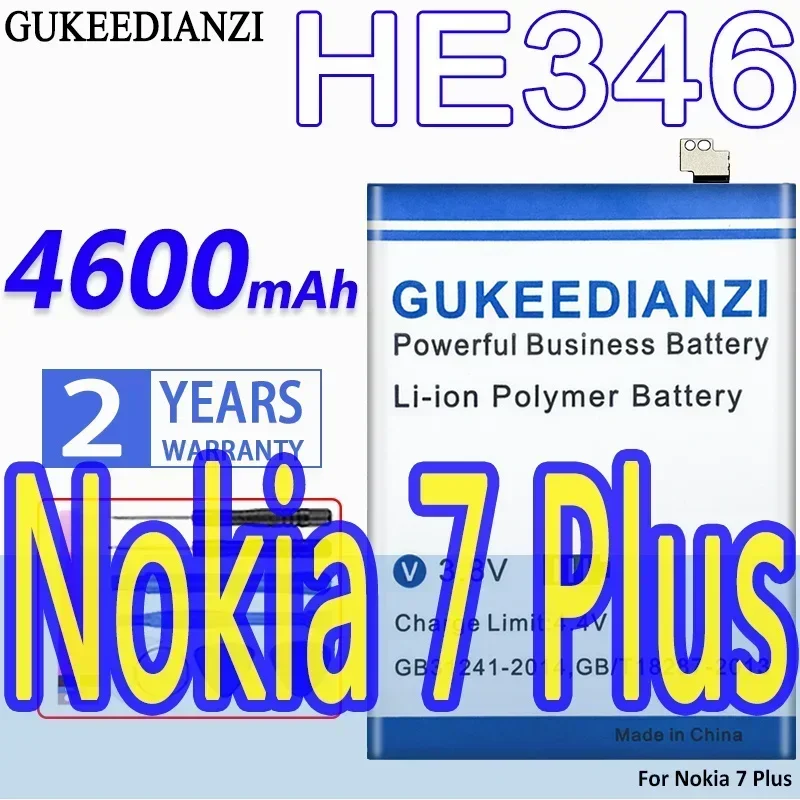 

High Capacity GUKEEDIANZI Battery HE346 4600mAh For Nokia 7 Plus Mobile Phone Batteries
