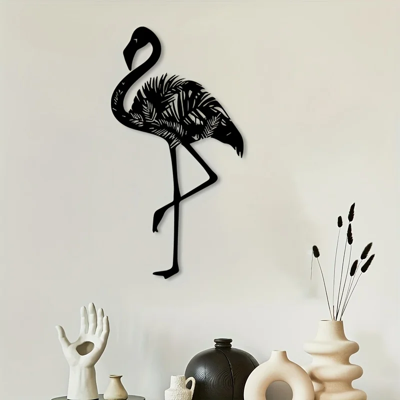 Brand Flamingo Metal Wall Art Rustproof Iron Statue Mural Decor Garden Outdoor Tropical Lovers