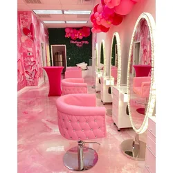 Luxury modern design hair salon equipment hairdressing chair hot pink salon styling chairs