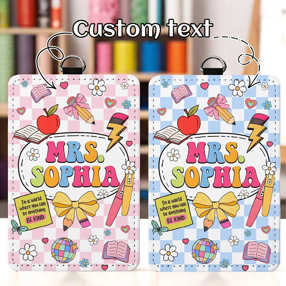 Personalized Custom Teacher ID Badge Holder,With Lanyard,Custom Name Text,Lightweight,Back To School,New Term,Daily Work Storage