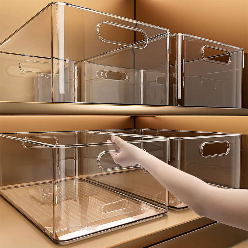 

Прямоугольный прозрачный акриловый пластиковый органайзер для хранения, для кухонного шкафа, для организации мелочей на рабочем столе