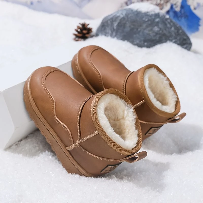 أطفال الشتاء الثلوج أحذية للبنين بنات المضادة للانزلاق صوف مبطن دافئ مقاوم للماء نعل سميك منتصف العجل الجوارب للأطفال الصغار الكبار #4