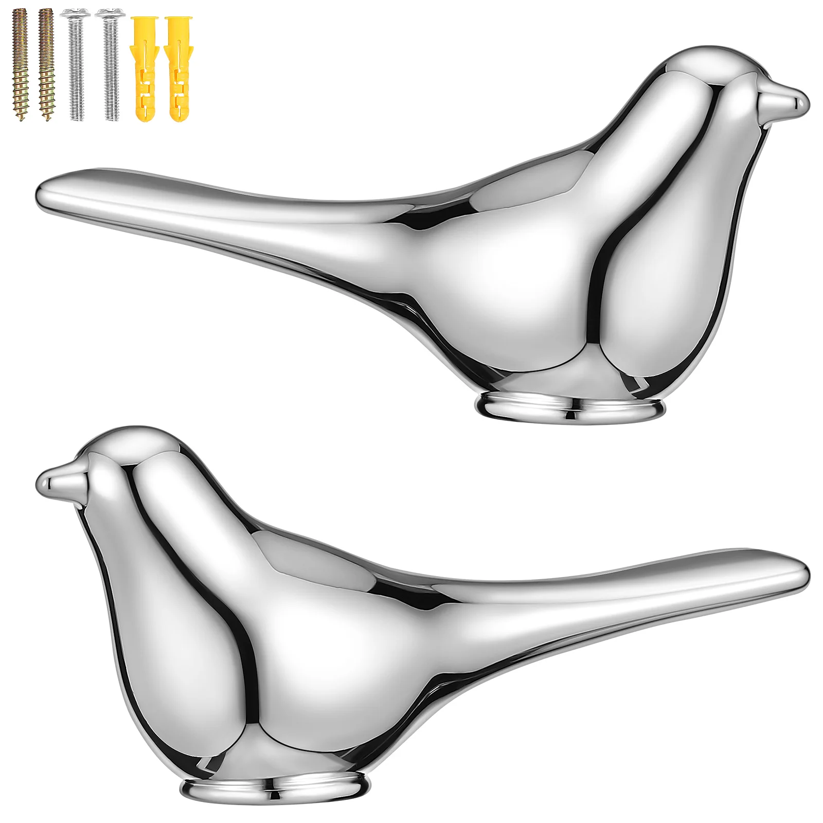 

2pcs Cabinet Door Bird Shaped Smooth Polish Pull Handles Single Hole Zinc Alloy Durable Modern Wardrobe Drawer Dresser Pulls
