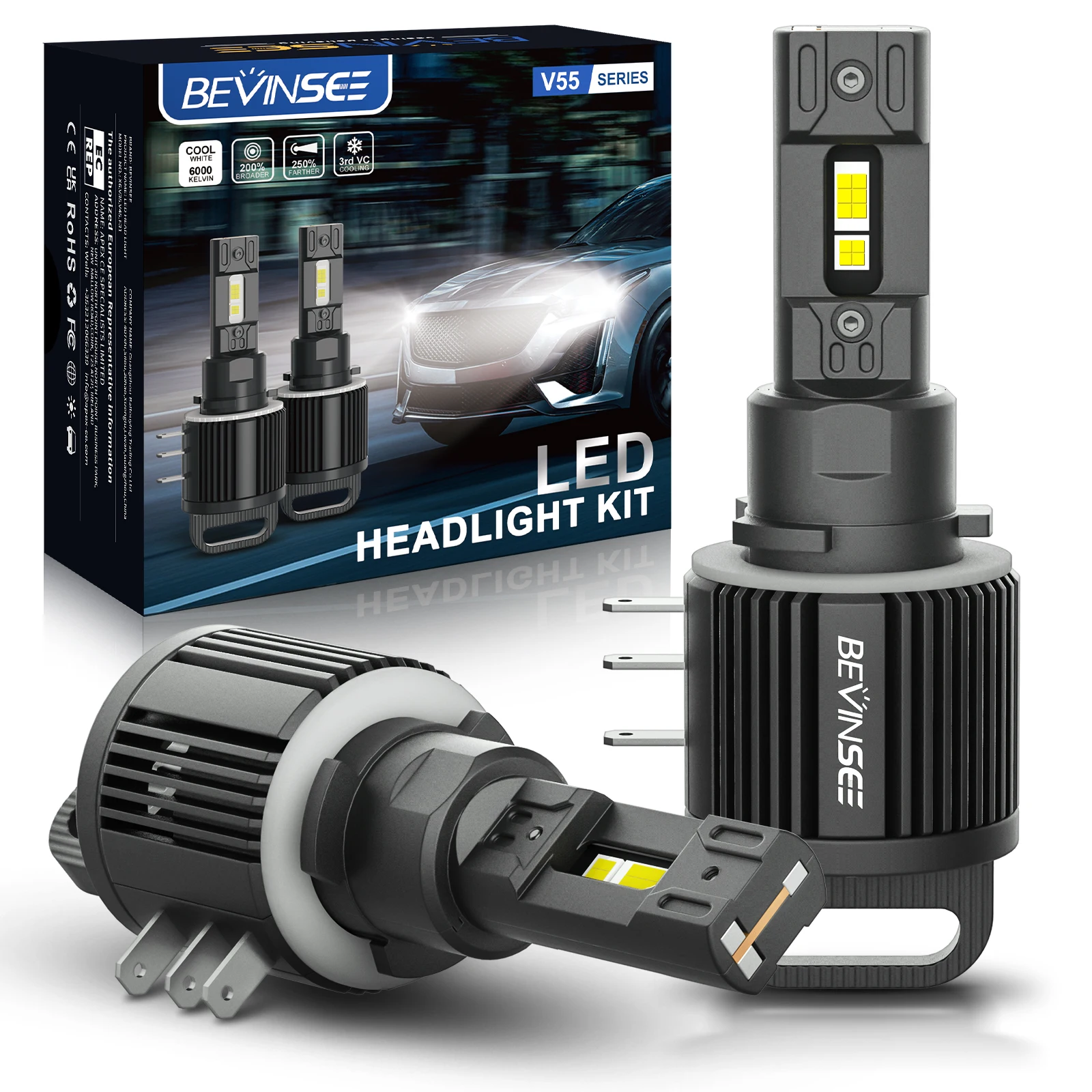 BEVINSEE 110W LED H15 Headlight Bulbs For Volkswagen Golf 6 MK3 For VW Tiguan Touran CANBUS High Beam Car Daytime Running Light