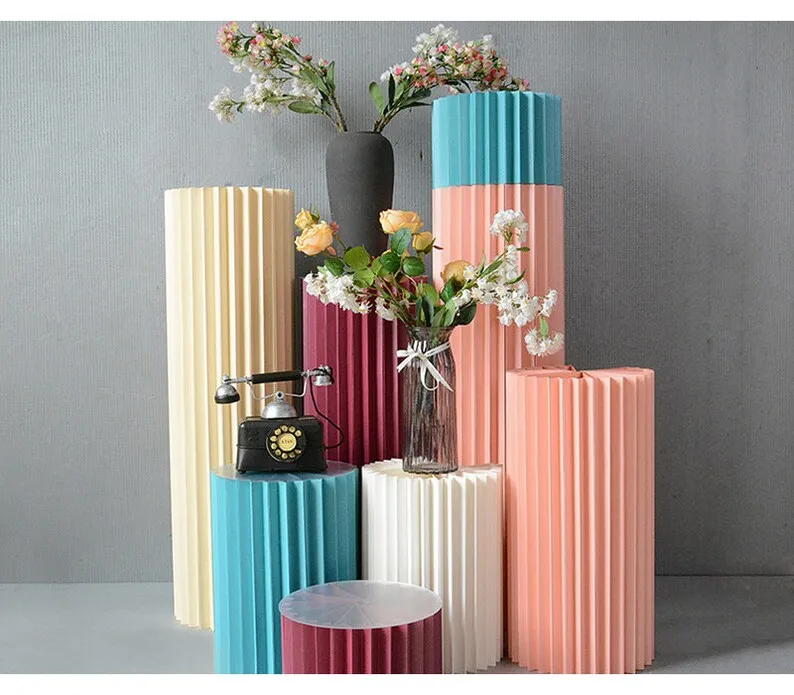 

Wedding Props Stage Macaron color Origami Round Pillar Set Shopping Mall Decor Home Birthday Party Arrangement baby baptism