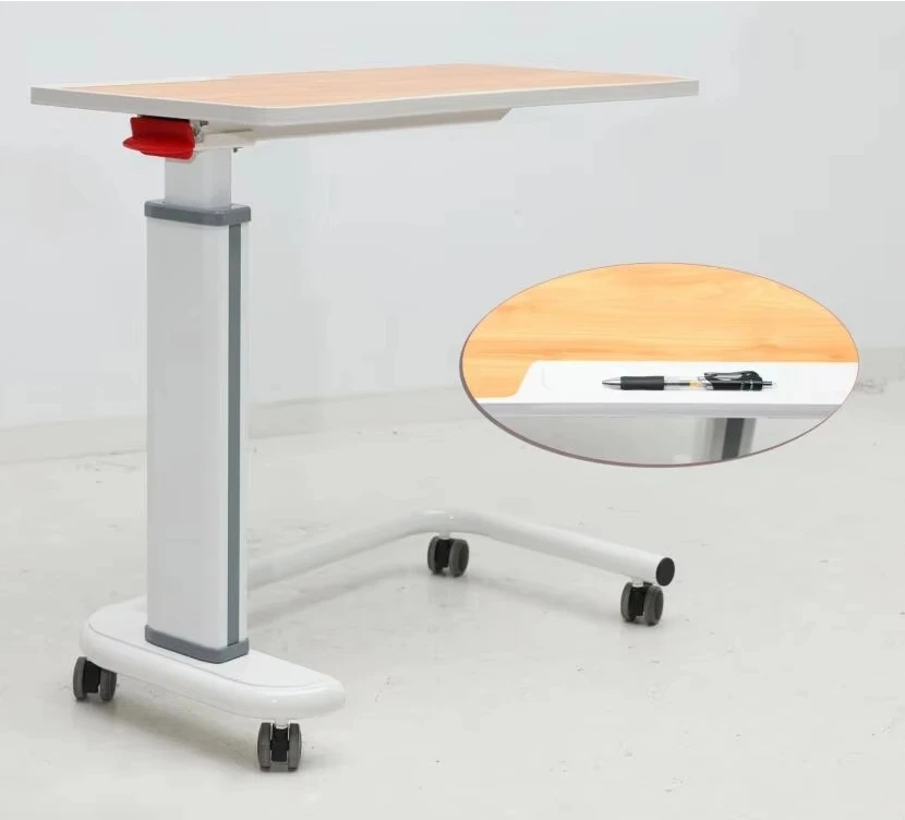 Mobile Hospital Furniture ABS Plastic Table With Four Steel Wheels Bedside Table And Cabinet Mesa