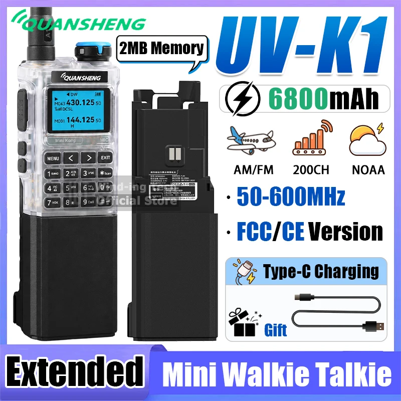 radio-quansheng-uv-k1-con-bateria-extendida-de-6800mah-receptor-am-fm-de-50-600mhz-memoria-de-2mb-programacion-tipo-c-200-canales-noaa-walkie-talkie