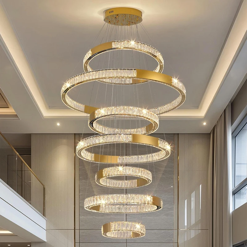 Modern home decoration crystal chandelier, stair Pendant lamp, living room Pendant lights, interior lighting