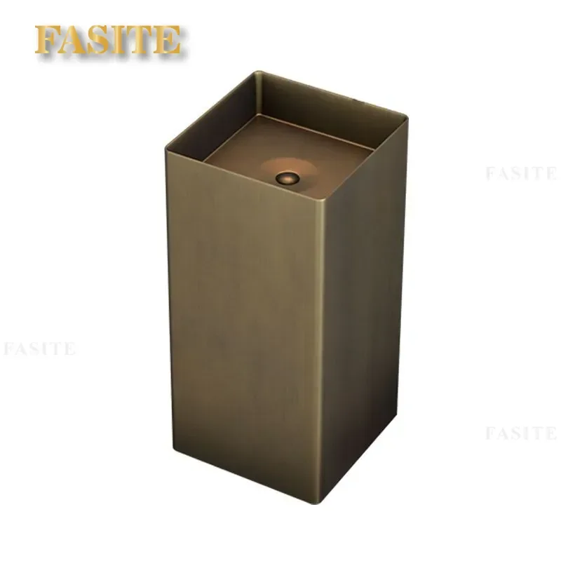 High End Villa New Chinese Style Creative Column Washbasin Stainless Steel Floor to Ceiling Washbasin