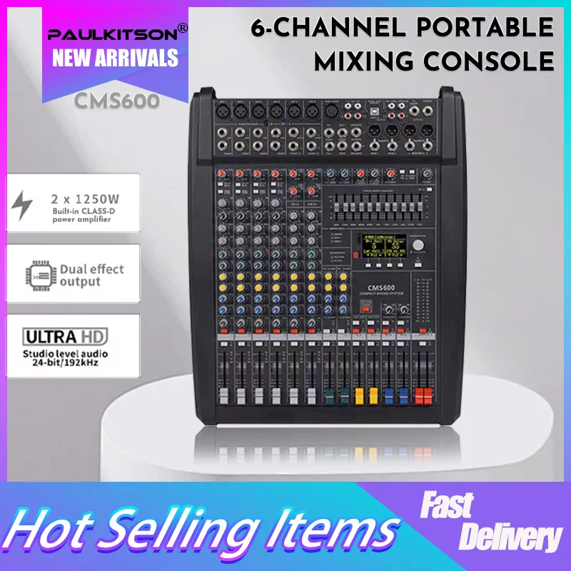 

Paulkitson CMS600-3 Audio Mixer Original Logo 6 Channel Audio Consola Digital Mixing Console Professional Stage Aduio Equipment