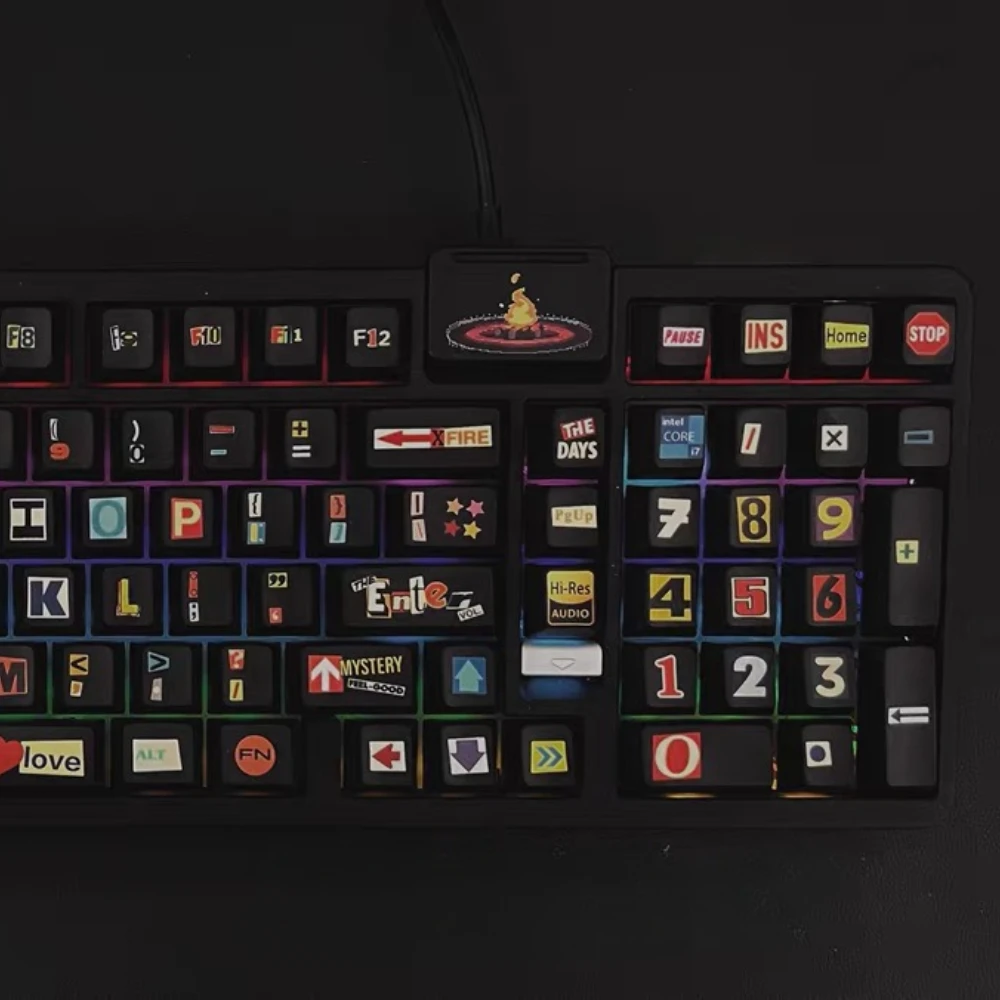 ملصق موضوع Keycap مجموعة 145 مفتاح PBT مخصص أسود شخصية لوحة المفاتيح غطاء الكرز الشخصي الألعاب KeyCap للوحة المفاتيح الميكانيكية