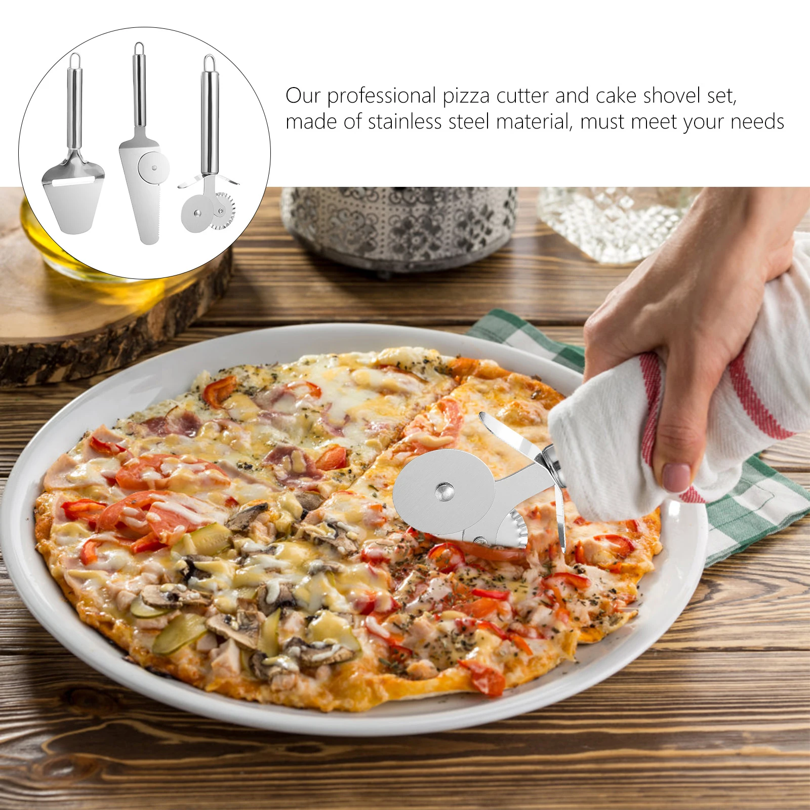 

Pizza Cake Shovel Stainless Steel Kitchen Gadget Easy Clean Baking Tool Slicer Practical Ergonomic Comfort Grip