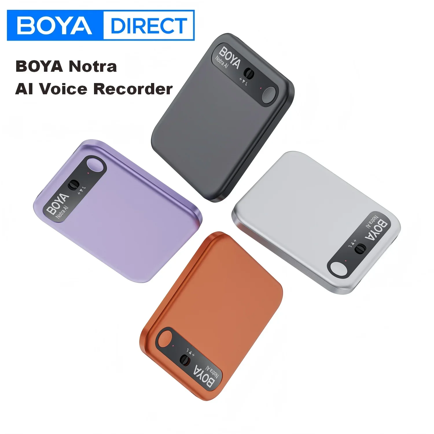 Image of BOYA Notra 64GB Professionelles KI-Aufnahmegerät, Mehrsprachiger KI-Transkriptor Intelligenter Anrufrekorder für Konferenzen & Interviews