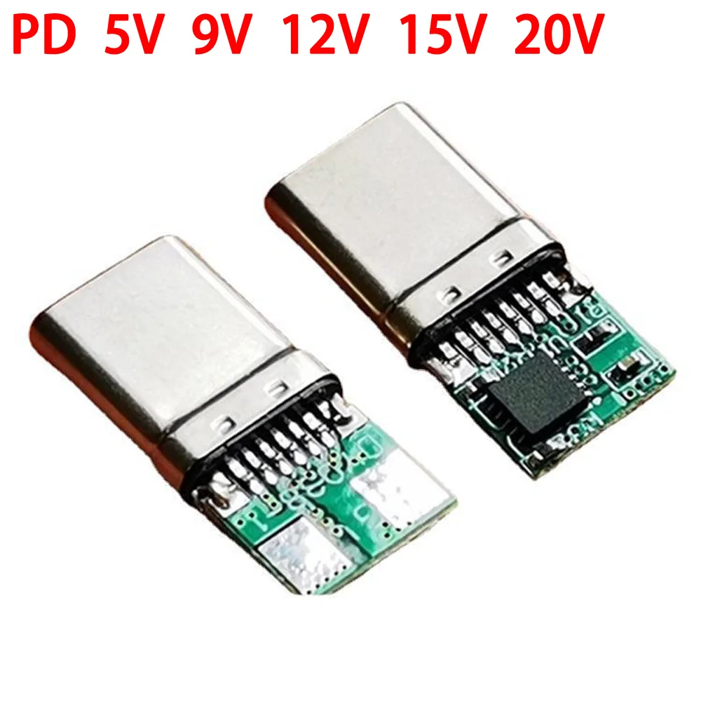 Type-C PD2.0 PD3.0 QC to DC 5 9V 12V 15V 20V Spoof Scam Fast Charge Trigger Polling Detector USB-C PD Supply male plug connector