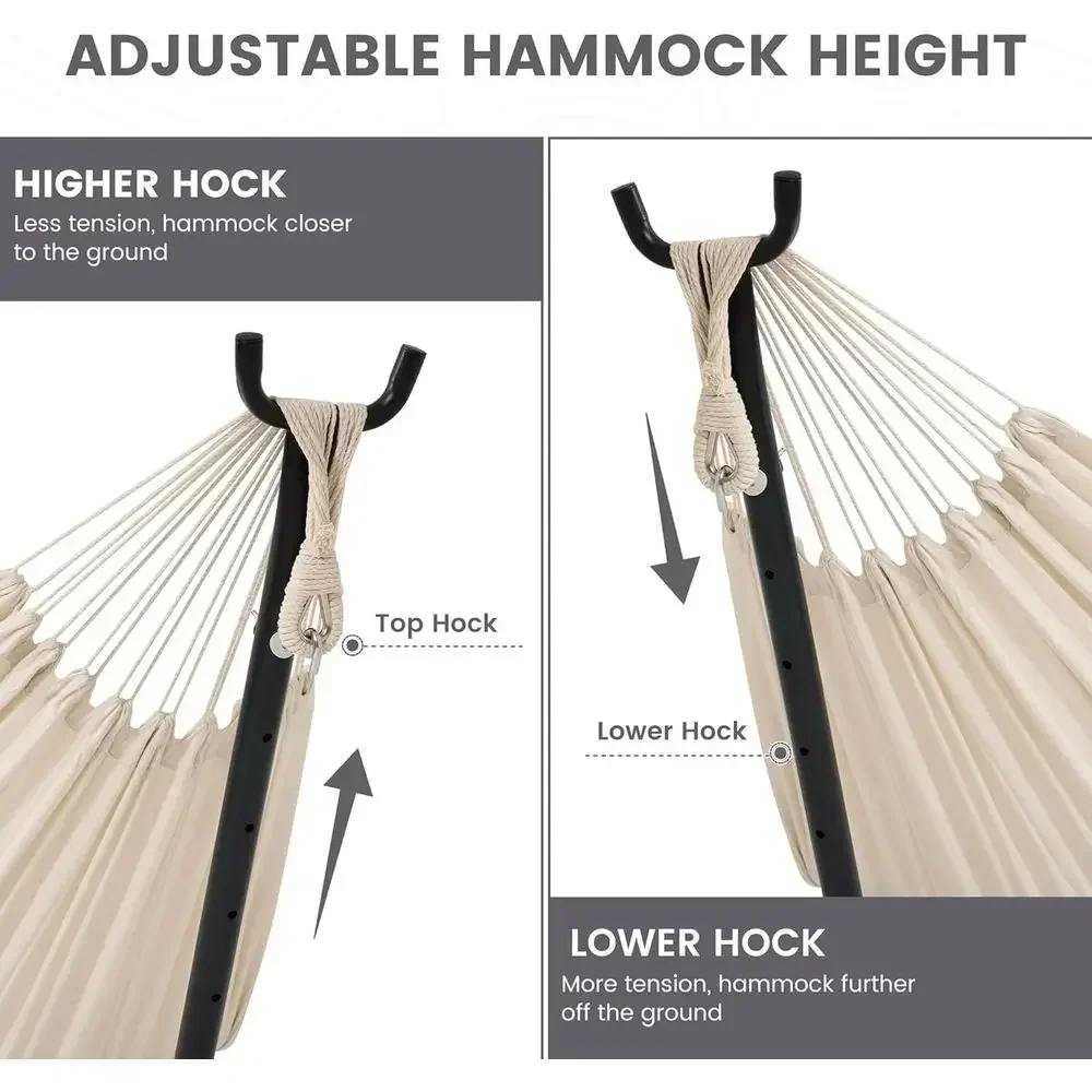 Space-Saving Steel Hammock Stand with Carrying Case, 450 lbs Capacity, Natural