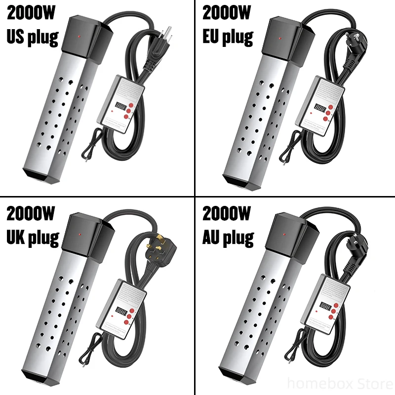 110 V/220 V 2000W ไฟฟ้าหม้อต้มน้ําองค์ประกอบความร้อนแบบพกพา Immersion Thermostatic เครื่องทําความร้อนสําหรับห้องน้ําสระว่ายน้ํา