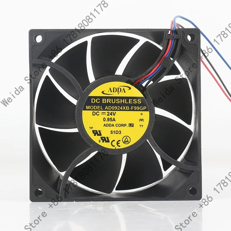 ADDA AD0924XB-F99GP 9038 24V 0.95A 9CM 90X90X38MM Three-wire Frequency Converter High-Performance Fan