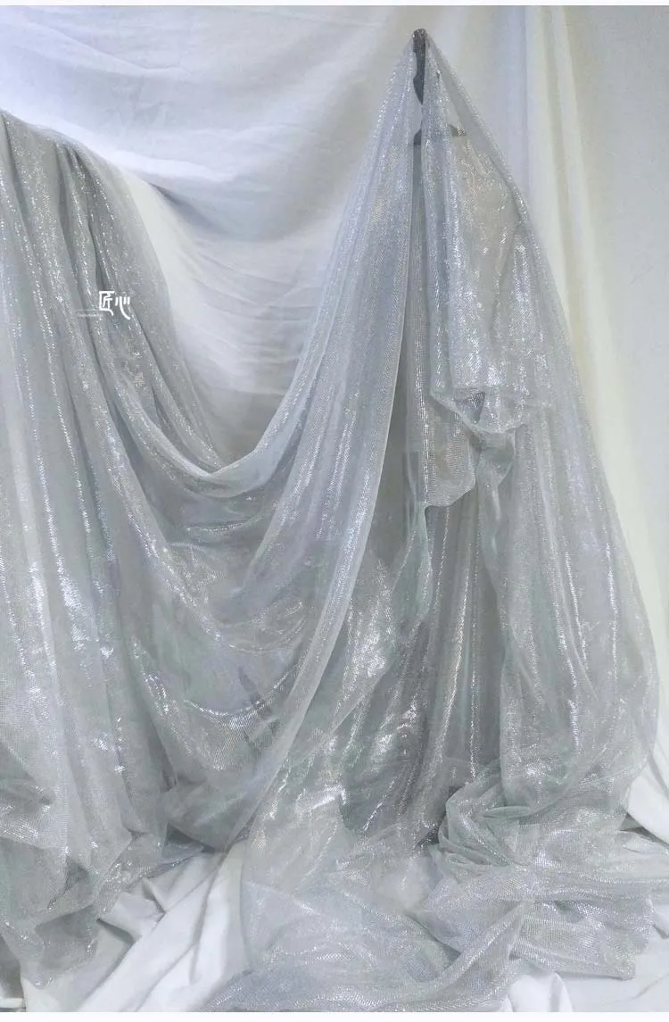 Rose Gold Sliver Bright Silk Gauze Bright Hollow Creative Wedding Dress Background Cloth DIY Handmade Clothing Designer Fabric