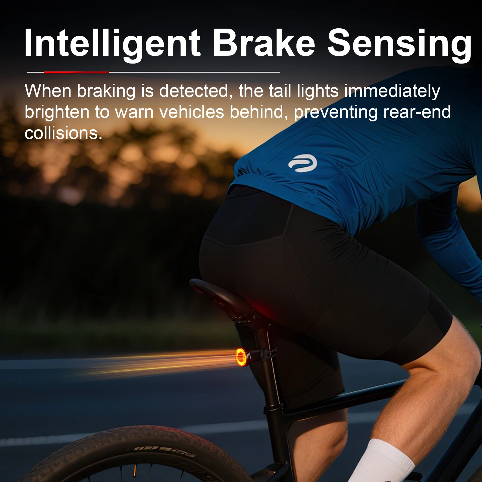 CYCLAMI bicicleta inteligente Auto luz de detección de freno luces traseras de bicicleta impermeable tipo C carga LED IWarning ciclismo luz trasera