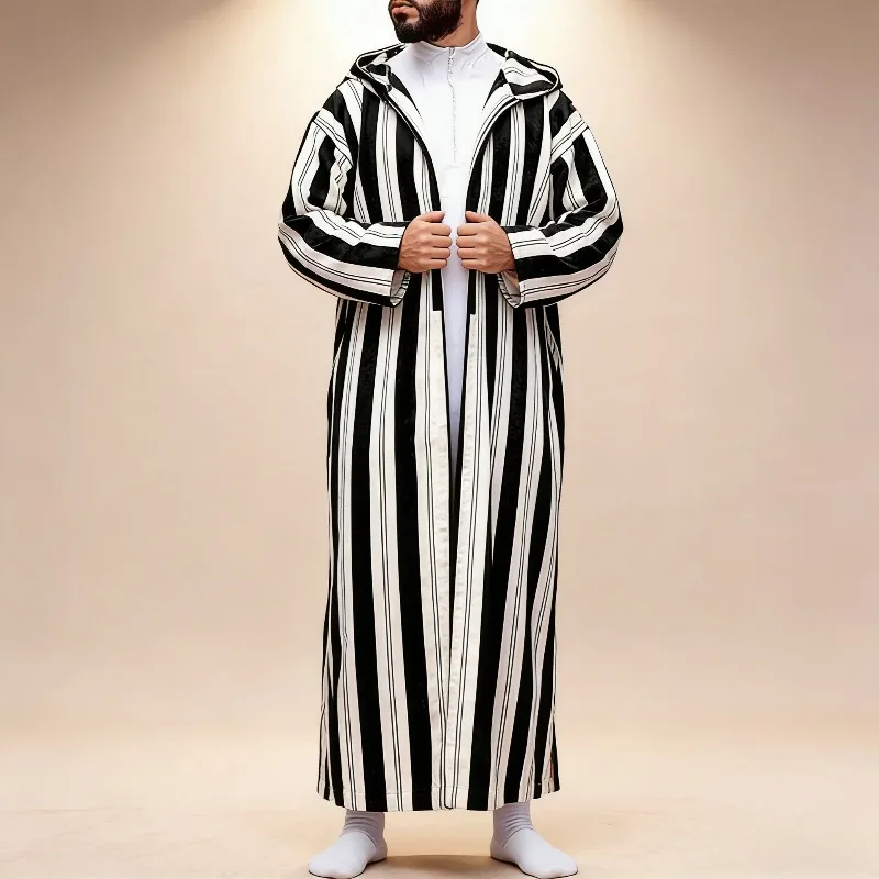 Men Women Islamic Arab Thobe Middle Eastern Muslim Embroidered Kaftan Robe with Side Pockets