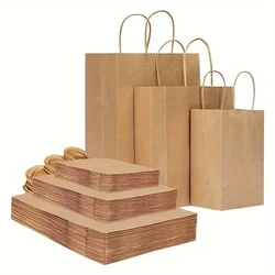 10 unidades, bolsas de papel marrón de 3 tamaños con asas, bolsas de regalo de varios tamaños a granel, bolsas de compras, bolsas, bolsas de fiesta, bolsas de recuerdos