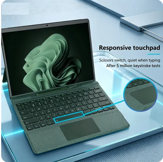 New Upgraded Surface Pro 8/9/X/10/11 Bluetooth Magnetic Keyboard with Pen Slot, Touchpad & 7-Color Backlight