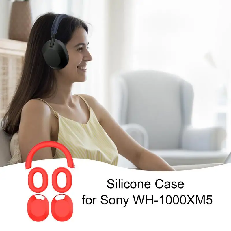 Funda protectora de silicona para auriculares Sony WH-1000XM5, funda protectora para auriculares XM5