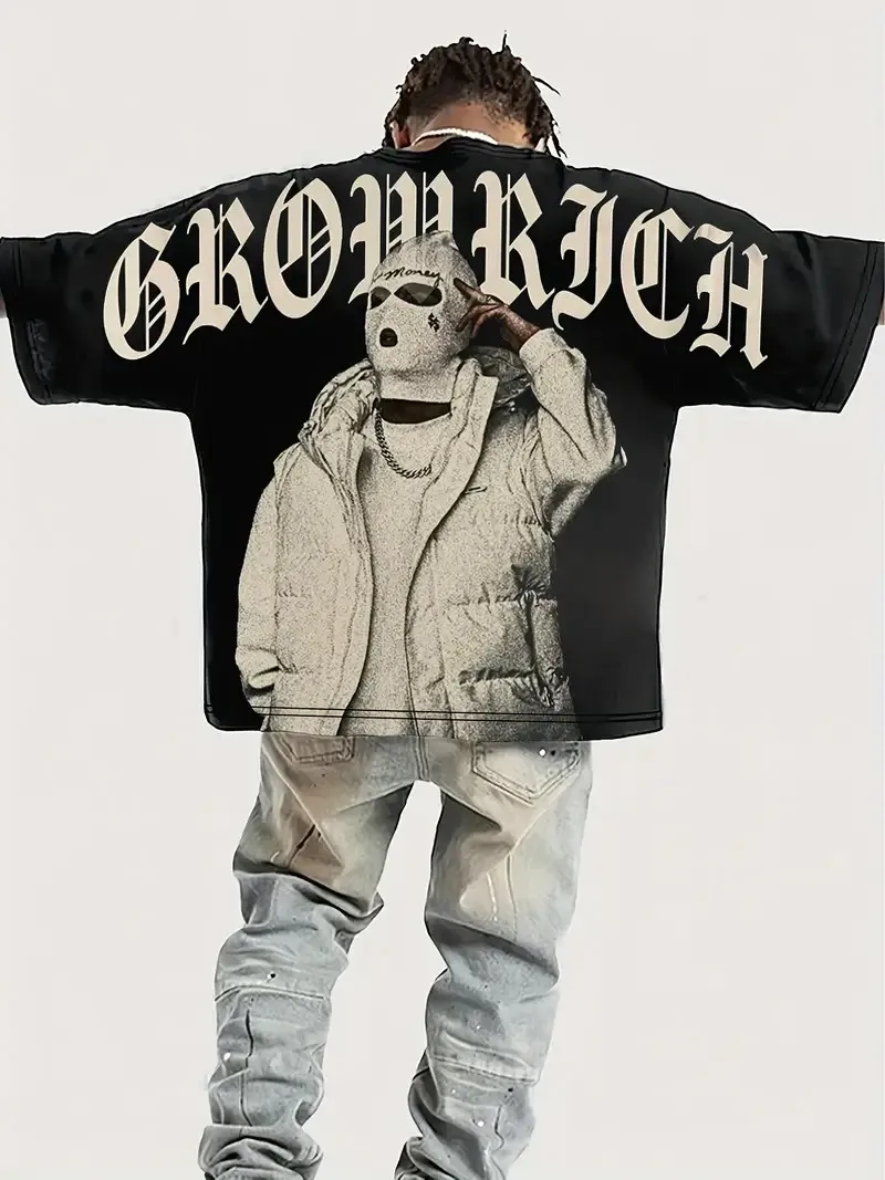 

The new men's T-shirt for the summer of 2025 features a casual fashionable comfortable and soft 3D letter pattern print
