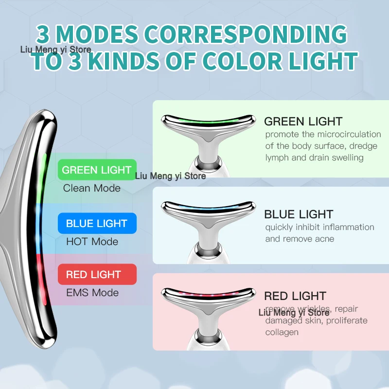 ANLAN الرقبة جهاز تجميل الوجه EMS الوجه الرقبة رفع 3 ألوان ضوء العناية بالبشرة شد الجلد تقليل الذقن المزدوجة أدوات العناية بالبشرة