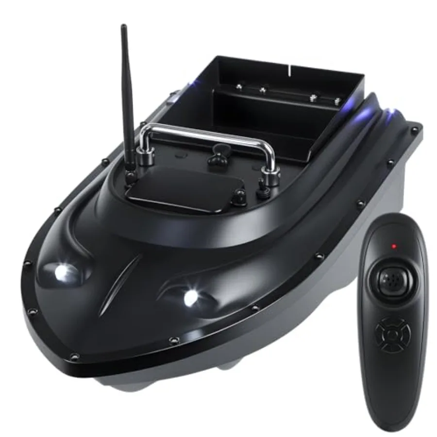 

Remote Control Boat Fishing Drone with Bait Release 546-Yard Range Black Fishing Boat with 12000mAh Battery Dual Motor Battery