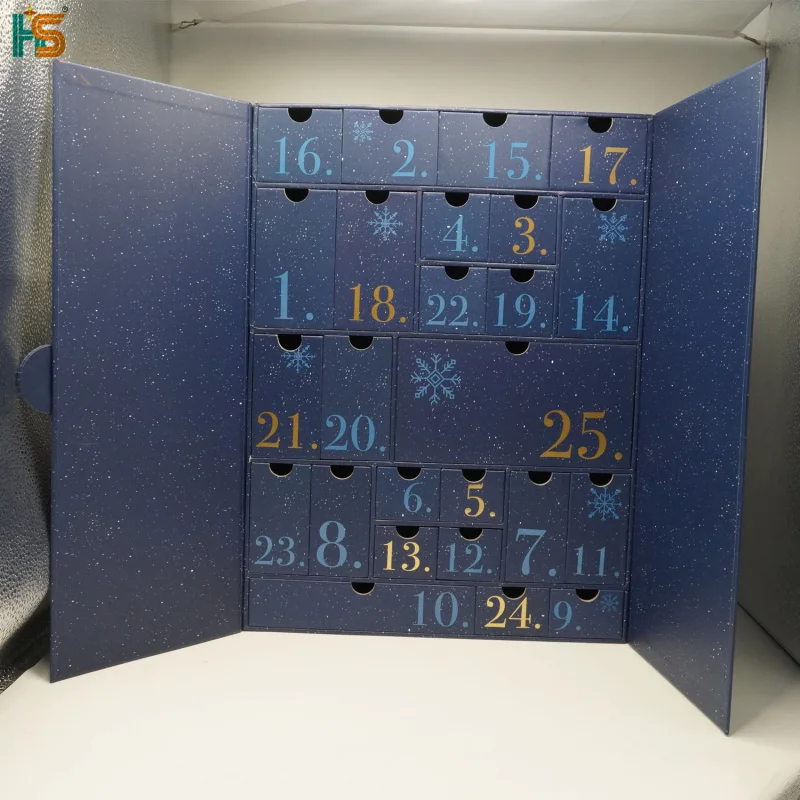 2025customized.Luxury Green Double Door Custom Empty Advent Calendar Package Drawers Box