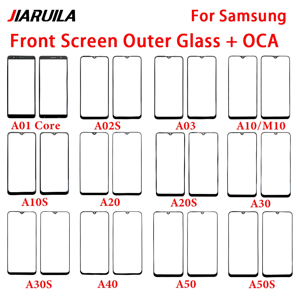 NEW Front Glass with OCA Repair Parts For Samsung A10 A10S A20 A20S A30 A30S A40 A50 A50S A70 A80 A71 A54 A14 Touch Screen Panel