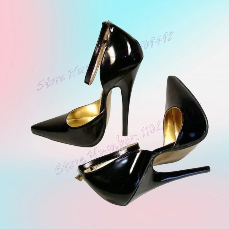 

Black Ankle Strap Shallow Pumps Pointed Toe Shoes for Women Extreme Stilettos High Heels Sexy Shoes 2024 Zapatos Para Mujere