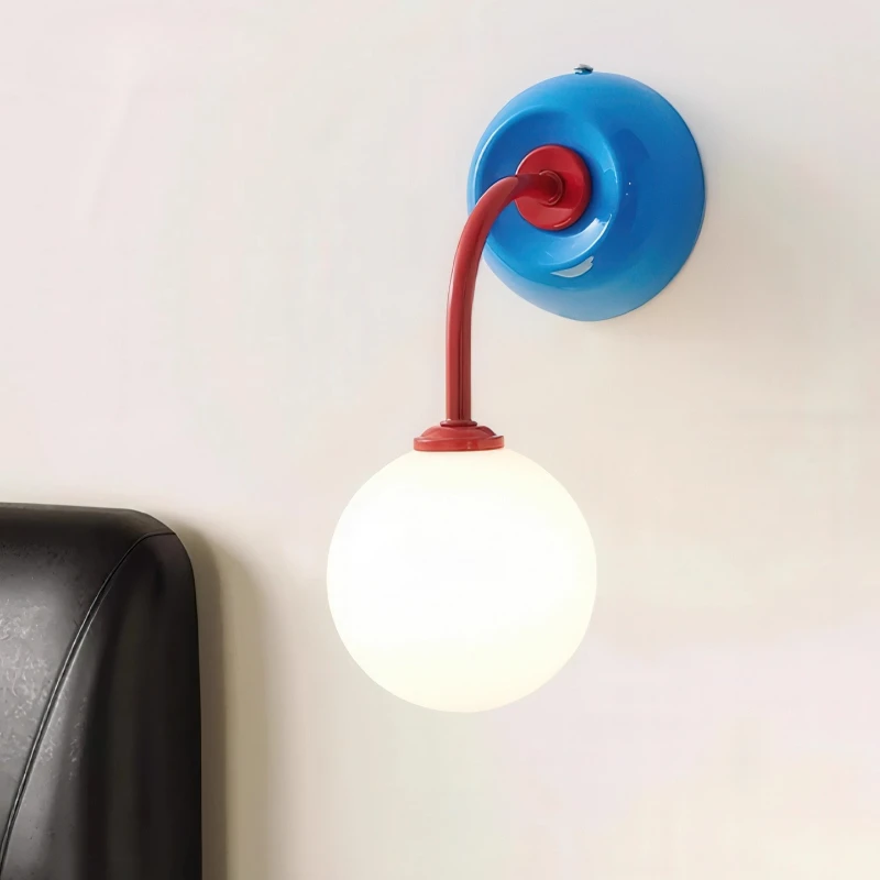 كريم نمط استدارة الزجاج مصابيح الحائط غرفة نوم السرير غرفة الأطفال أضواء الجدار دراسة خلفية جو الشمعدانات بهو #5