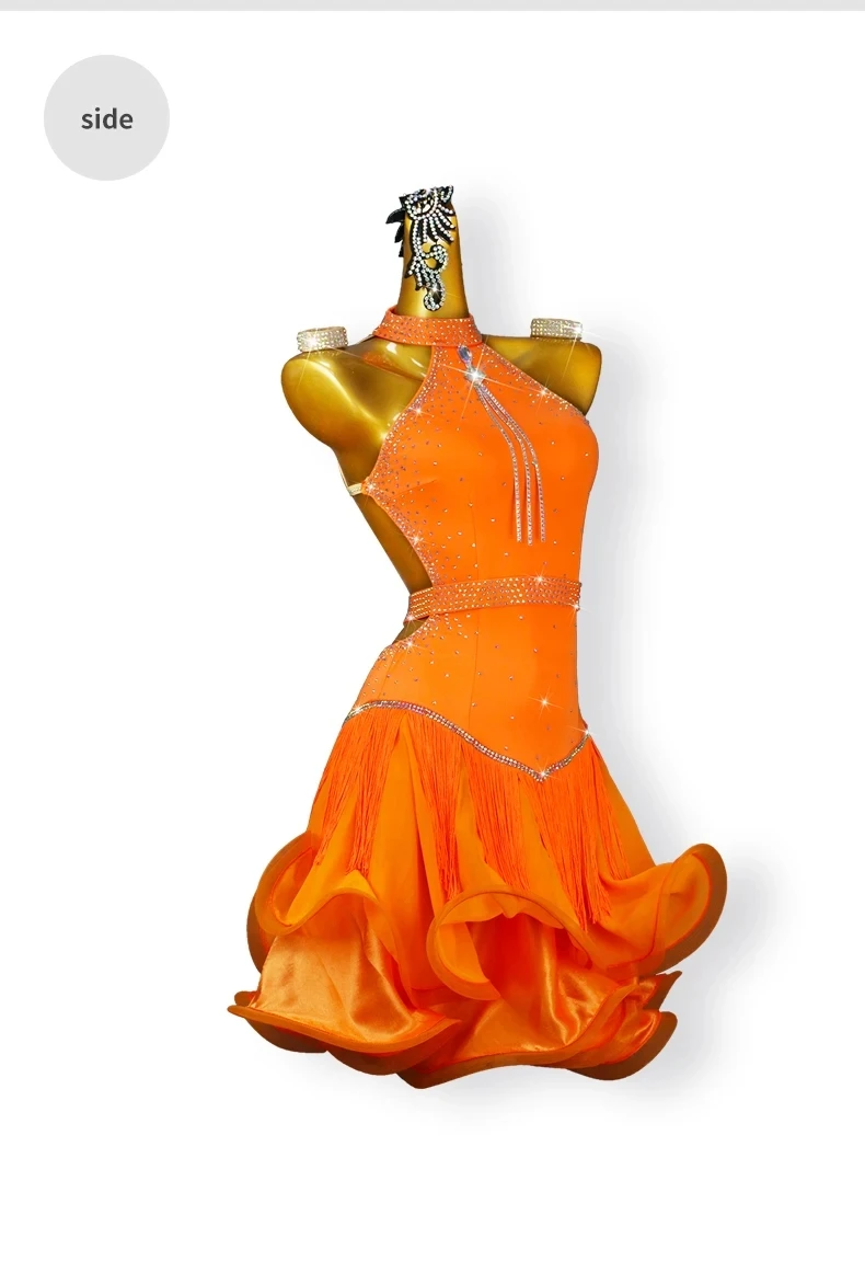 Lateinamerikanisches Tanzkostüm, Mädchenkleid, Bühnenkleidung, amerikanisches Outfit, Damen-Samba-Cabaret-Anzug, Tanzbekleidung, formeller Ballkleid-Rock. – Detail 8