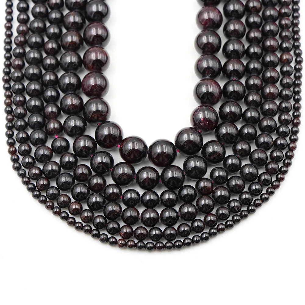 Genuine Natural Stone Dark Red Garnet Bead Round Loose Spacer Gem 4 6 8 10mm For Jewelry Making Diy Necklace Bracelet Accessory view 4