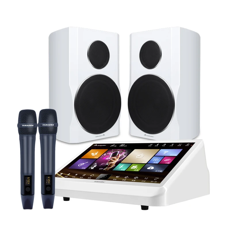 

Portable 4TB Karaoke Machine Bundle 15.6 Inch Touch Screen 8 Inch Speaker Singing Player Party Songs Machine