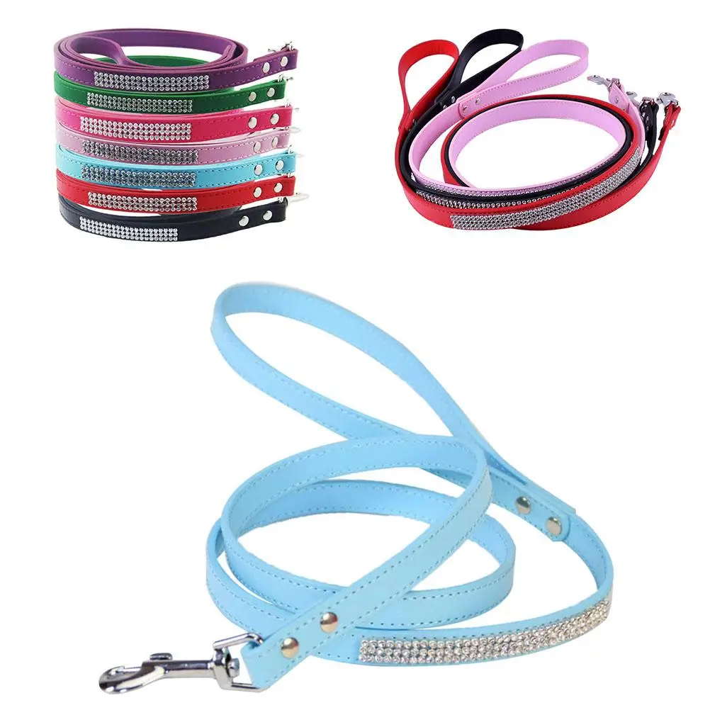 

Rhinestone Dog Leash Studded Flexible Craft for Walking Jogging Small Dogs Pet Supplies Water Diamond Traction Lead