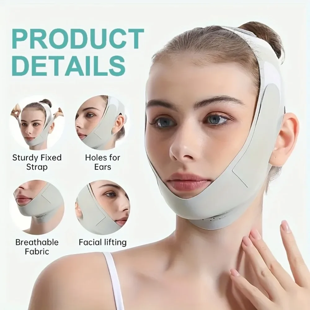 Women's Adjustable V-Line Face Lift Belt BreathableReusable Chin Lifting Band Facial Contouring Slimming Strap for Beauty