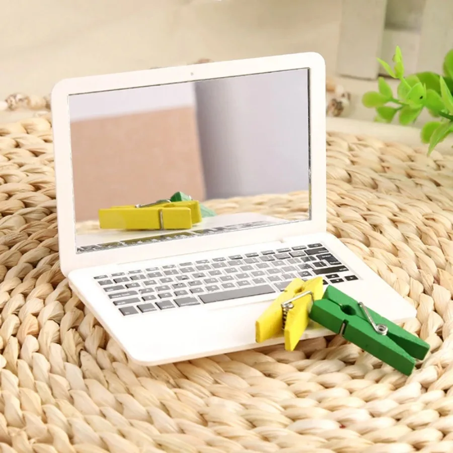 Hochwertige Mini Make-up Spiegel Notebook MacBook Silber weiß Kosmetik spiegel neues Design tragbare Make-up Spiegel Kompakt spiegel