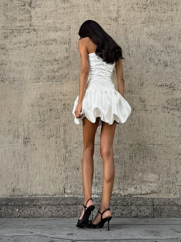Vestido de Tulipán Ajustado de Moda para Fiesta de Cumpleaños, Sin Tirantes, Cintura Alta, Falda en Línea A, Estilo Discoteca...