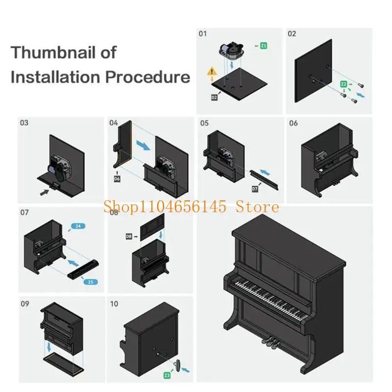 5asd Klavier-Spieluhr-Modellbausatz für den 3D-Druck, einfache für Labor, Klavier-Spieluhr-Wickelsatz K014 – Detail 4