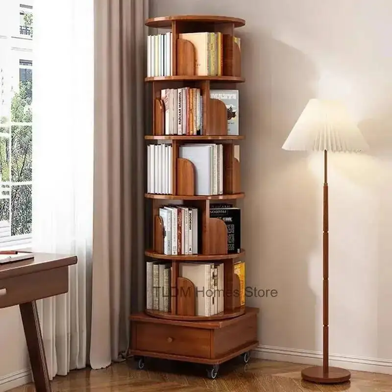 Shelves Book Furniture Habitacion Organizer Rotating Estanteria Mobile Doors Wooden Modular Bookcase Bookcase Circular  Display