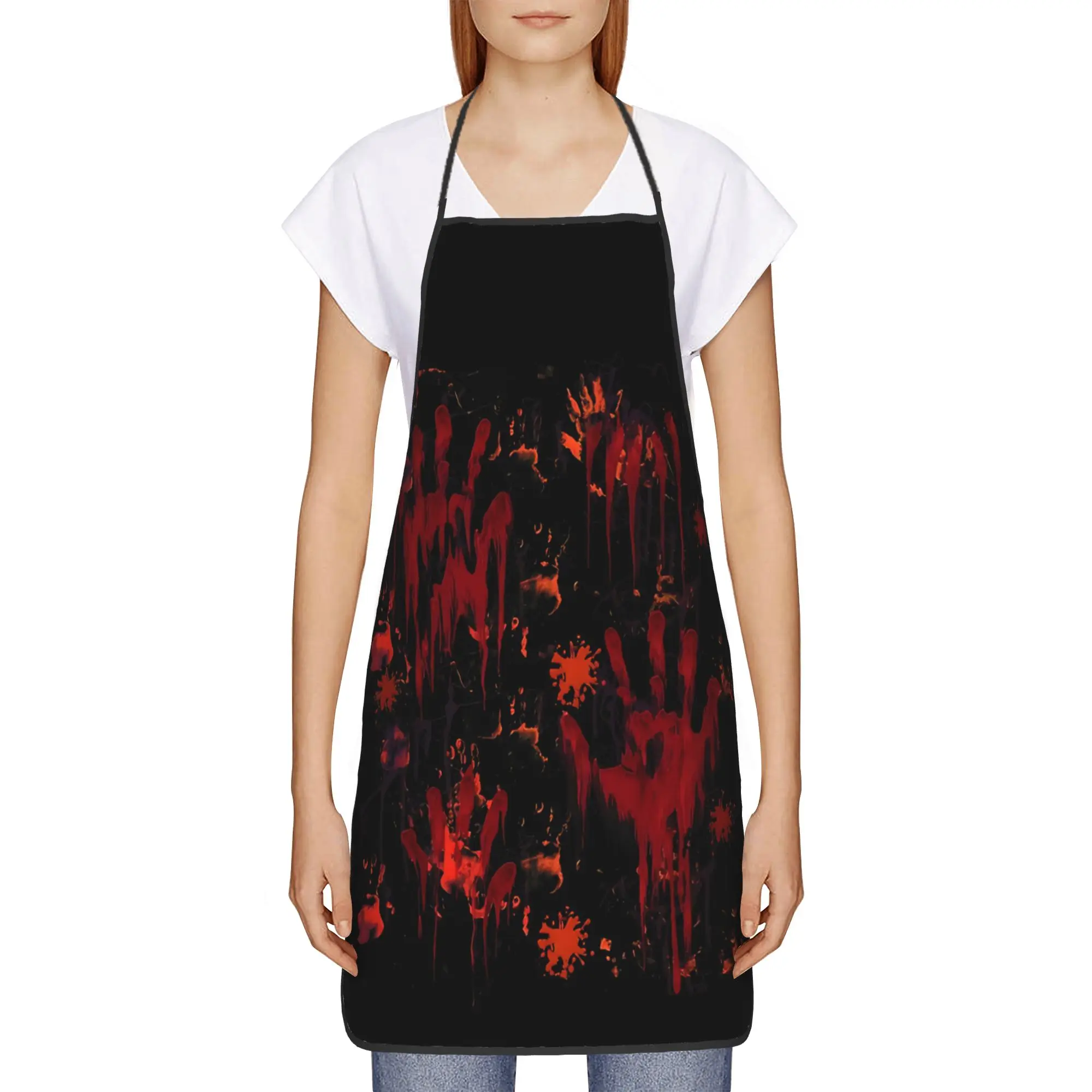 Halloween Bloody Hands Costume Zombie Apron  Cleaning Cute Kitchen Accessories Barber Work Aprons without Pocket
